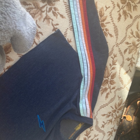 Aviator nation cropped sweatshirt lighting bolt on chest multicolored stripes - Picture 4 of 4